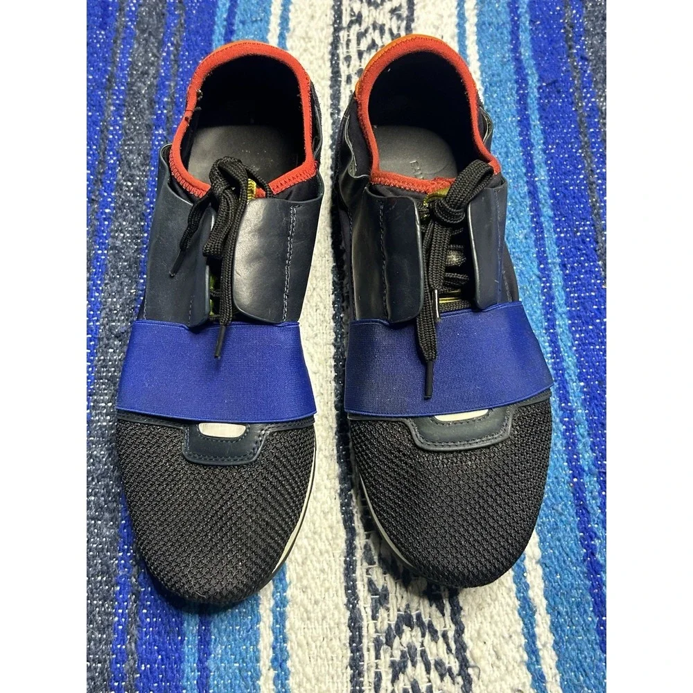 Balenciaga Multicolor Leather Mesh Race Runner Sneakers Men's Size US 7 EU 40